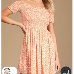 Smocked Off the Shoulder Floral Dress